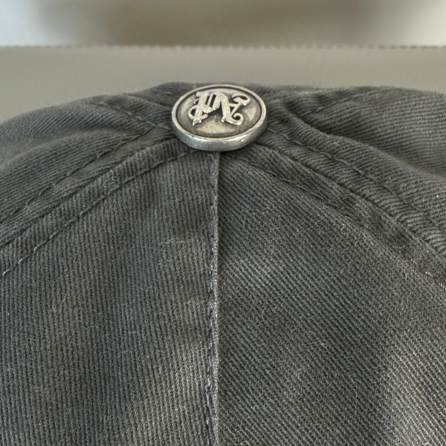Palm Angels Grey Distressed Logo Hat