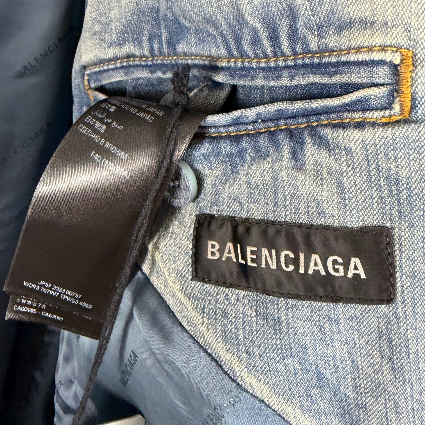 Balenciaga Washed Japanese Denim Blondie Blazer
