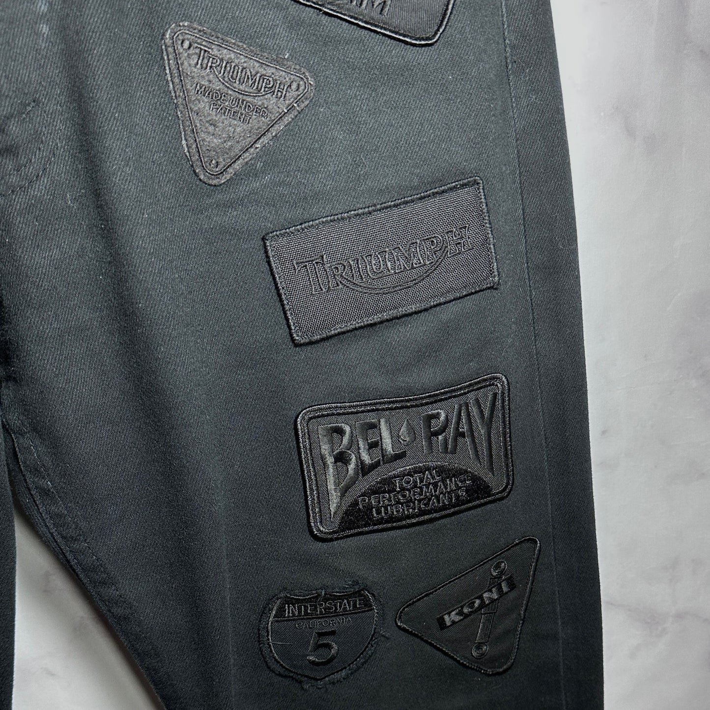 Comme des Garcons Junya Watanabe Man 2002 Black on Black Biker Patch Denim