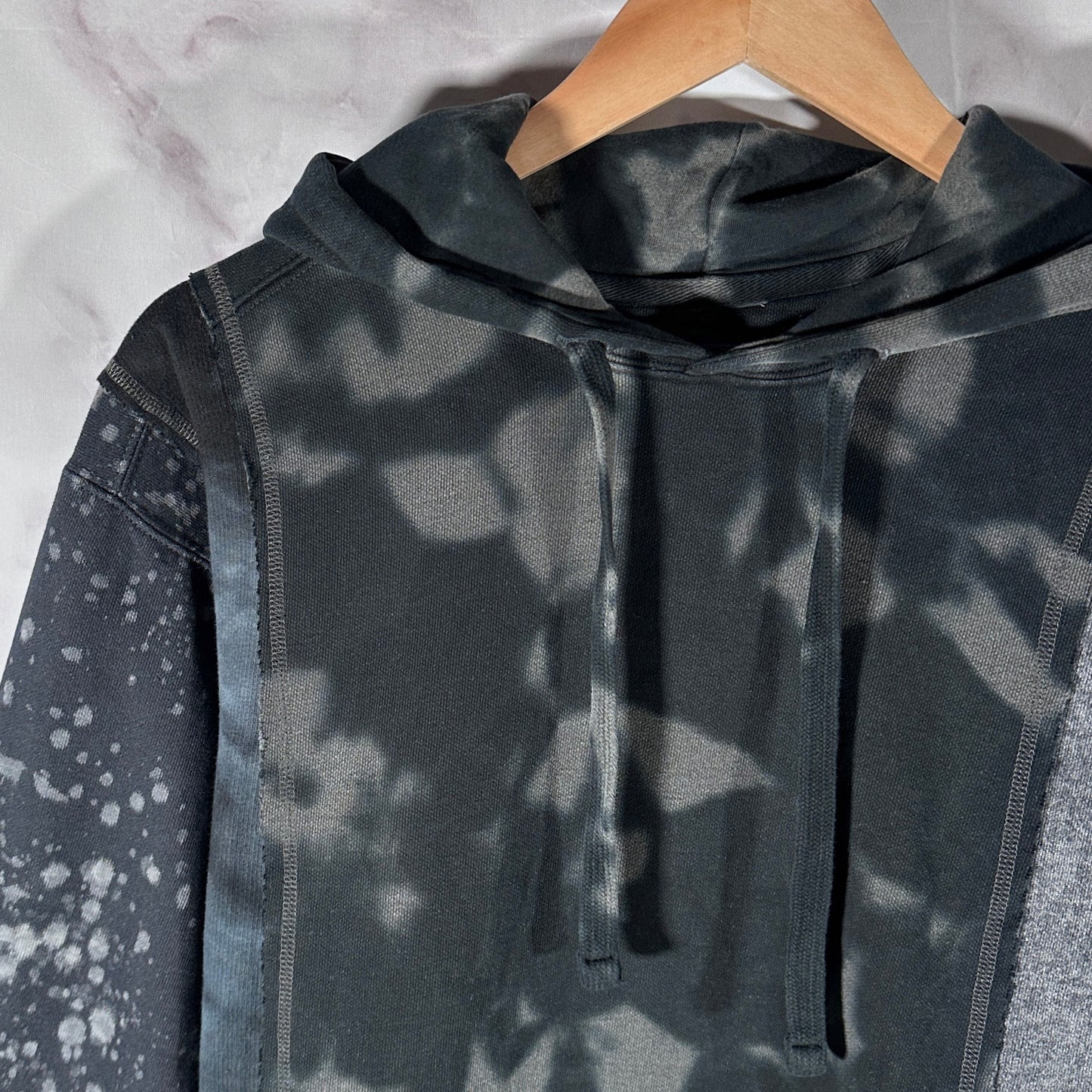 Needles Rebuild Black Bleach Dye Hoodie