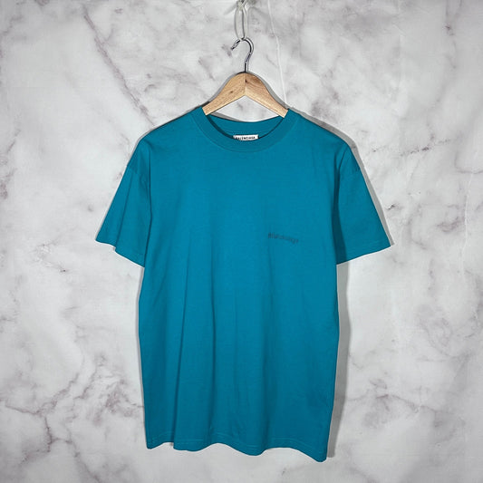 Balenciaga 1 of 1 YE24 Embroidered Blue Logo Tee