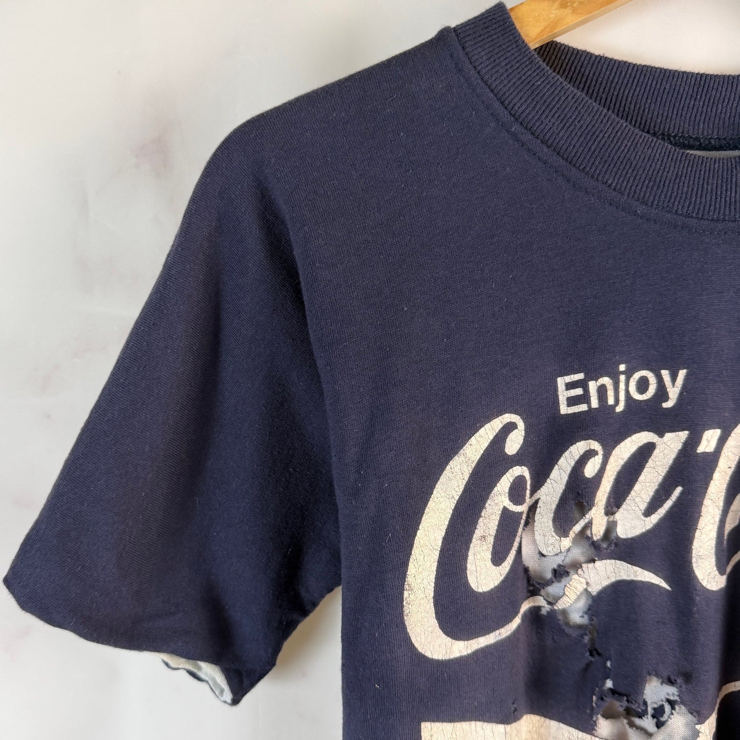 Vintage 80s Coca-Cola Double Face Navy Jersey Shirt