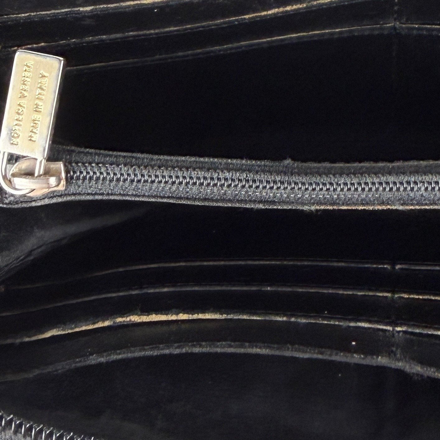 Bottega Veneta Intrecciato Leather Black Woven Long Zipper Wallet