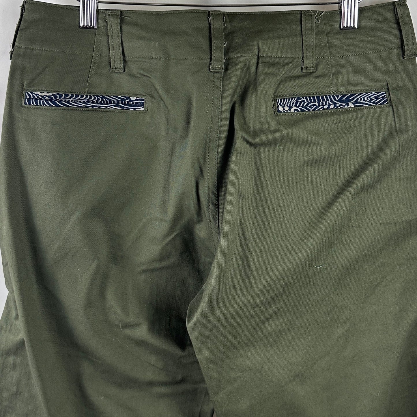 Kiriko Made Green Officer Patchwork Chino Pants