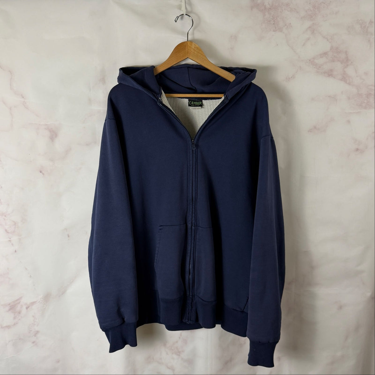 Vintage Camber Blue Thermal Zip-Up Hoodie