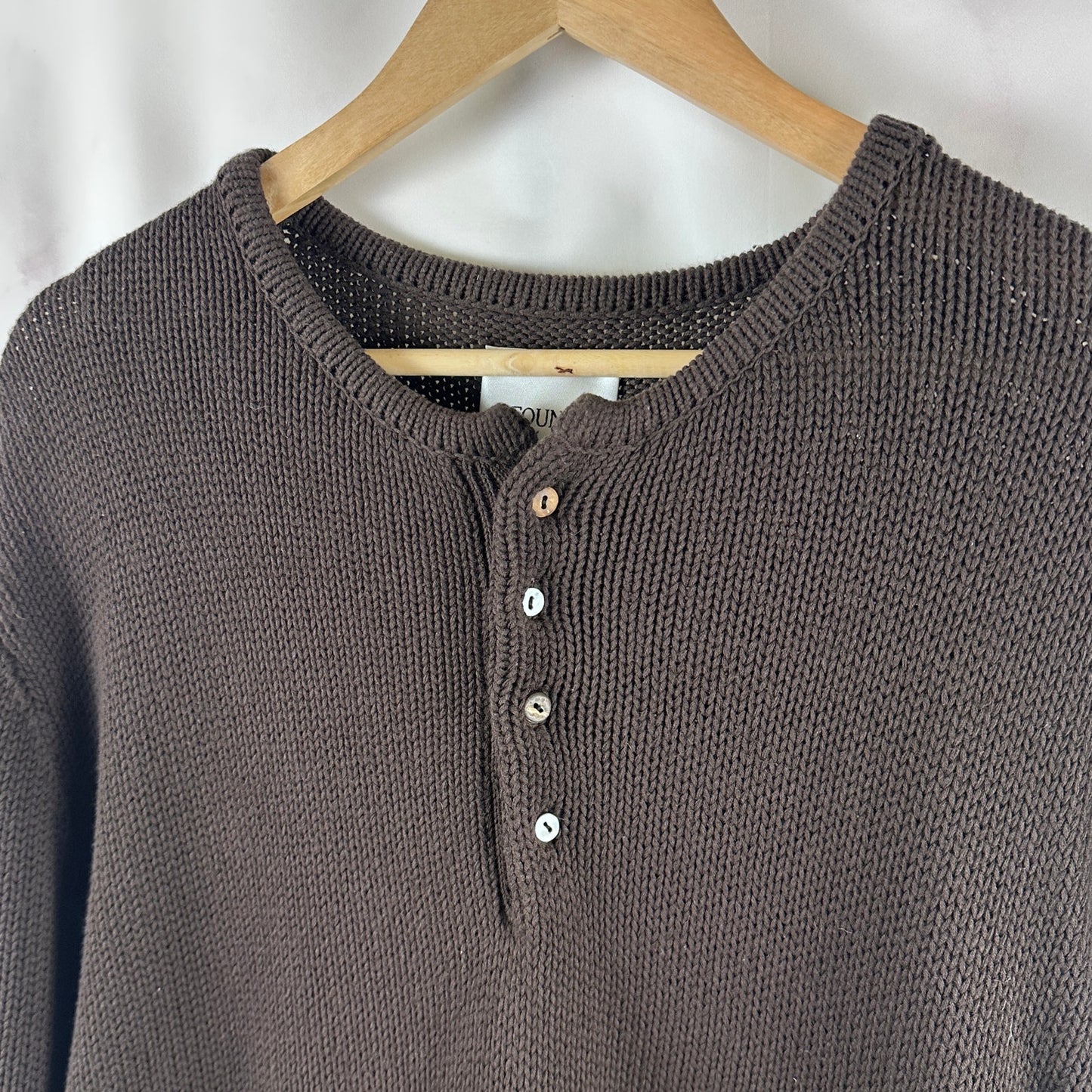 Found Co. Brown Knit Henley Sweater