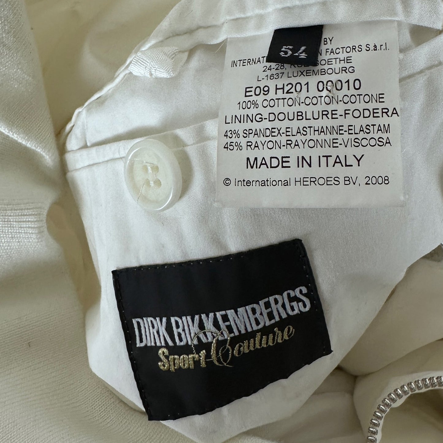 Dirk Bikkembergs S/S09 White Sports Couture Button Jacket