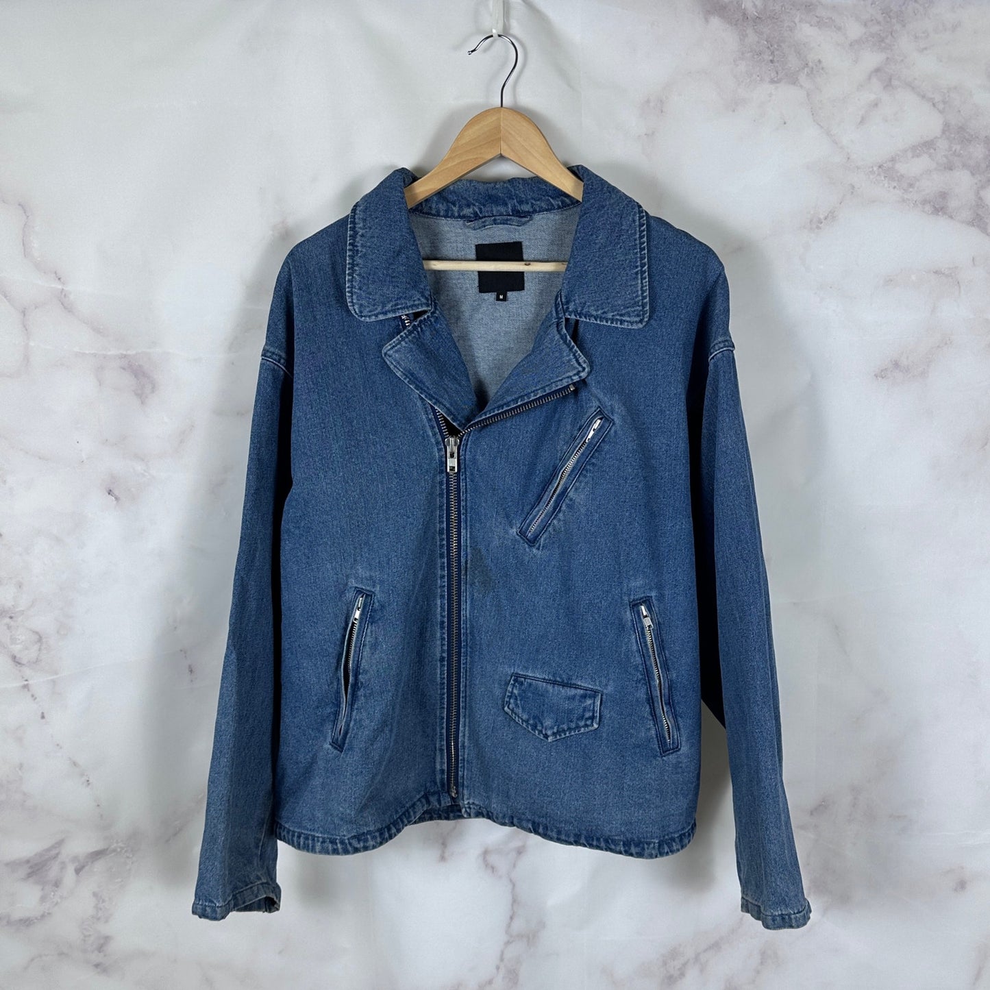 Beams Light Wash Moto Denim Jacket