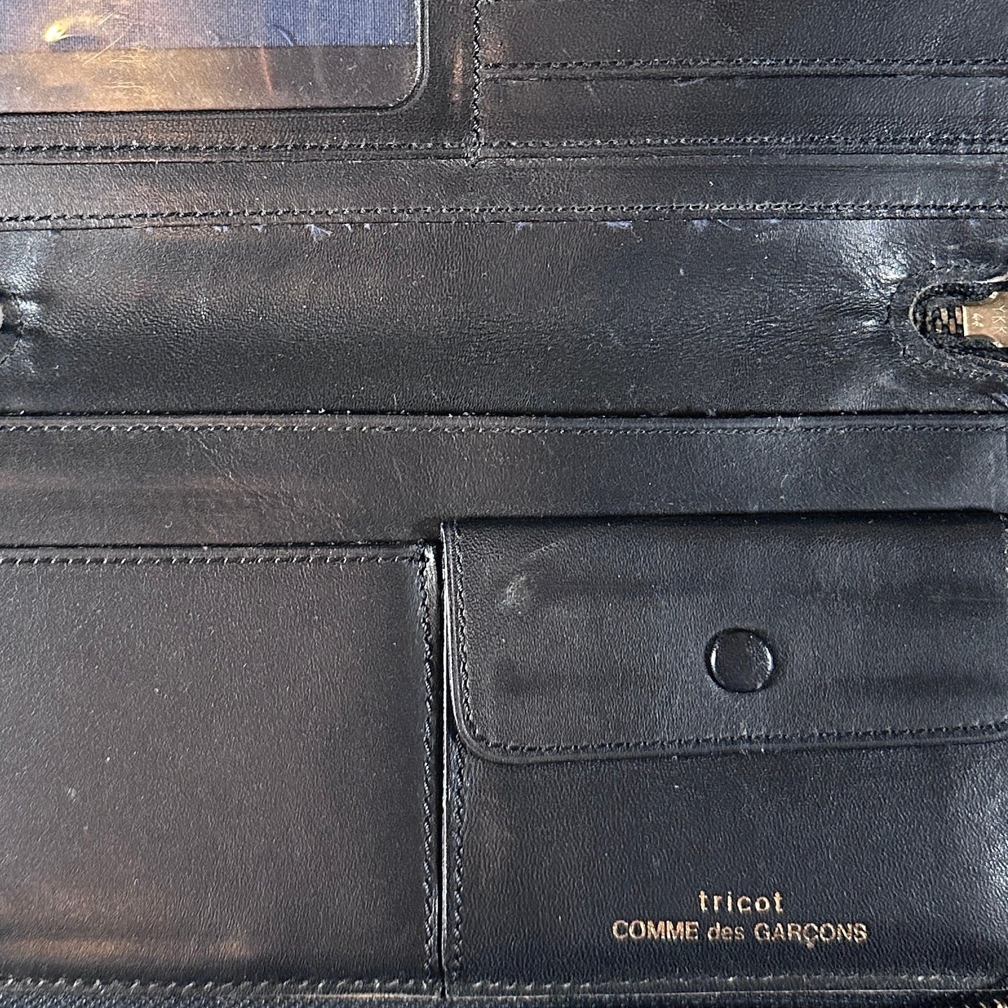 Comme des Garçons tricot Black Leather Zipper Wallet