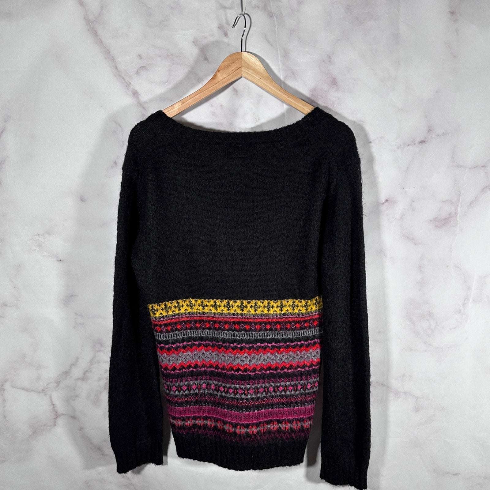 PPFM Black Argyle Mohair Knit Sweater