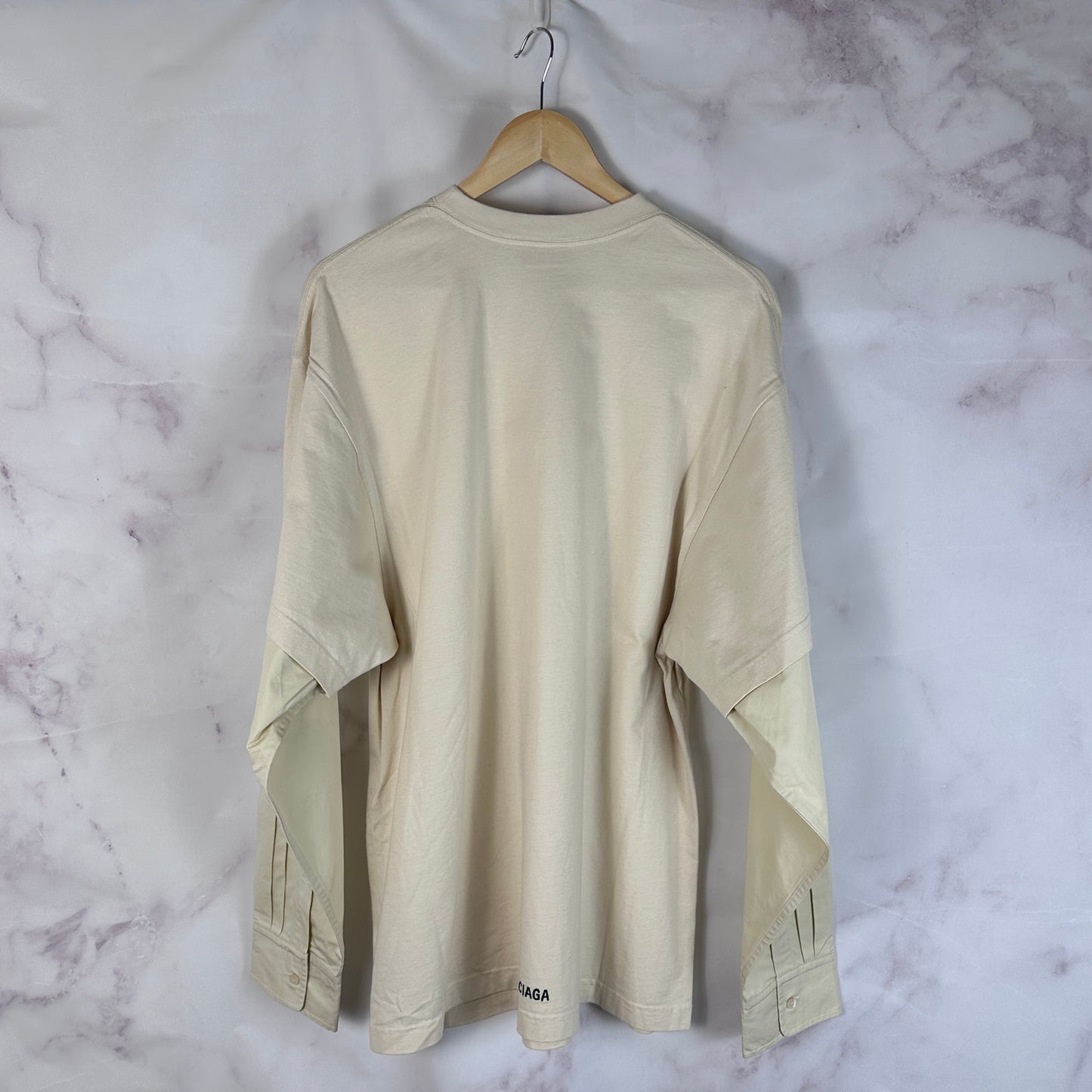 Balenciaga F/W22 Hybrid Layered Cream Longsleeve Shirt