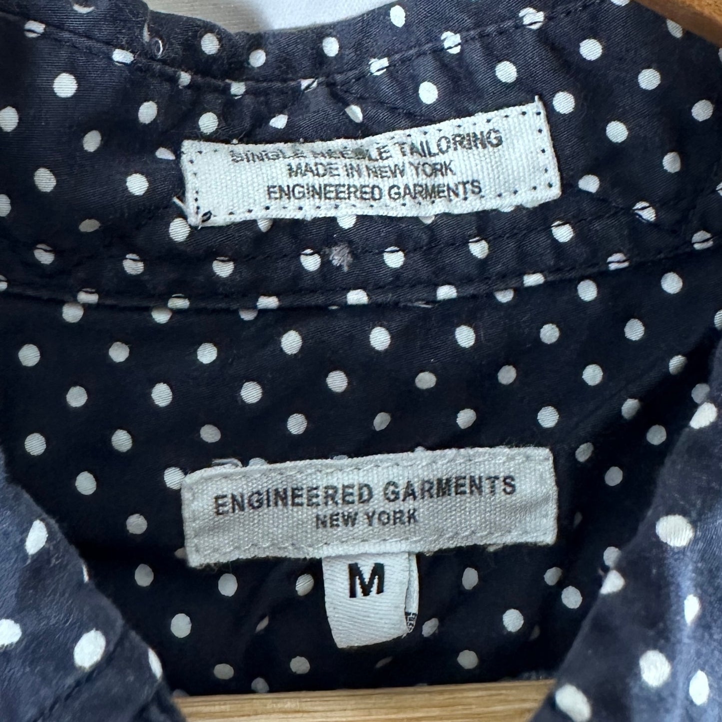 Engineered Garments Navy Polka Dot Button-Up Pullover S/S Shirt
