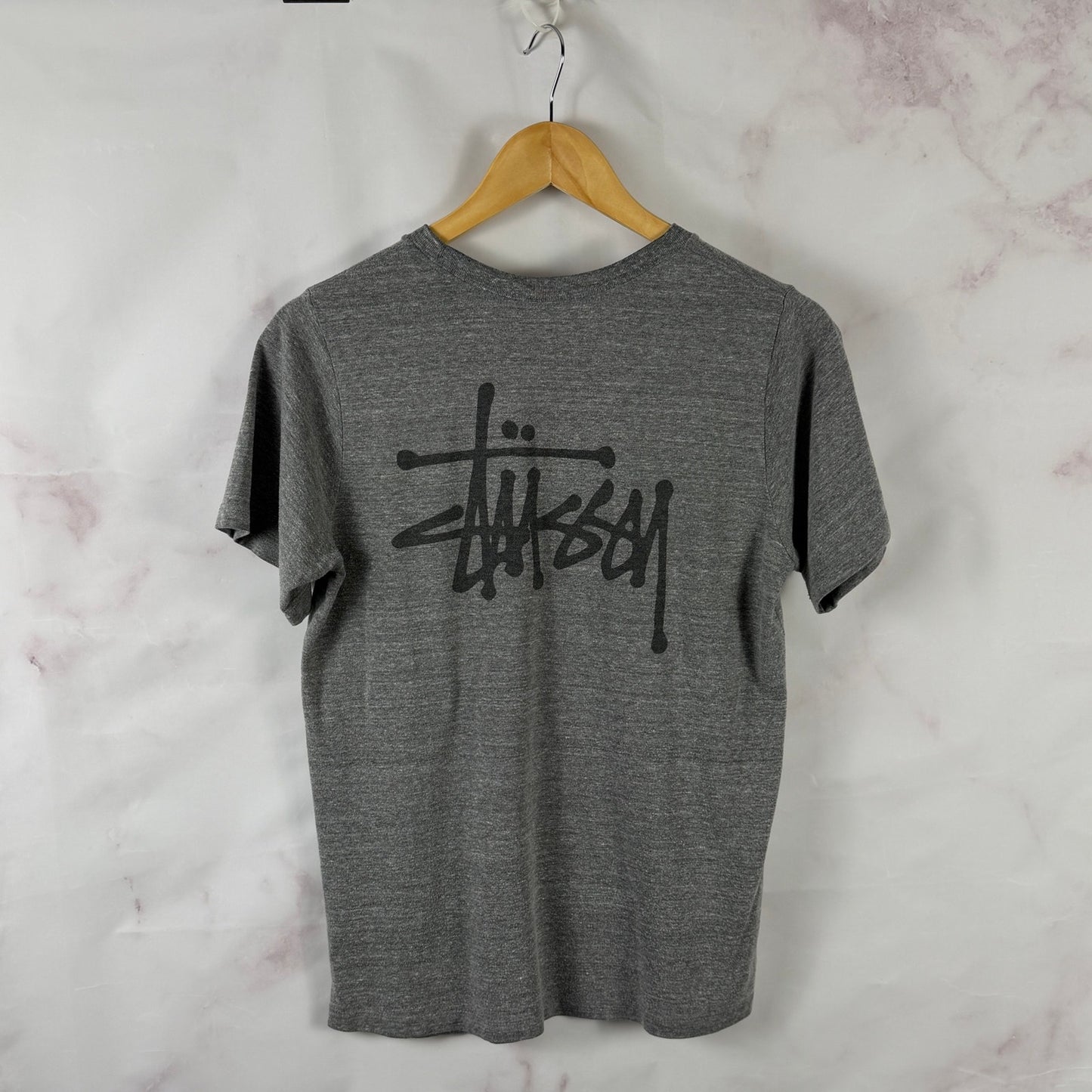 Stussy Heather Grey Logo Tee