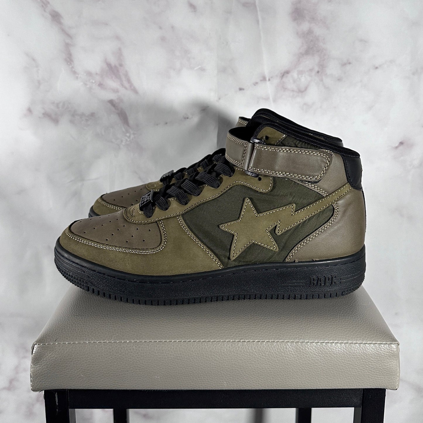 A Bathing Ape Bapesta High Olive Green