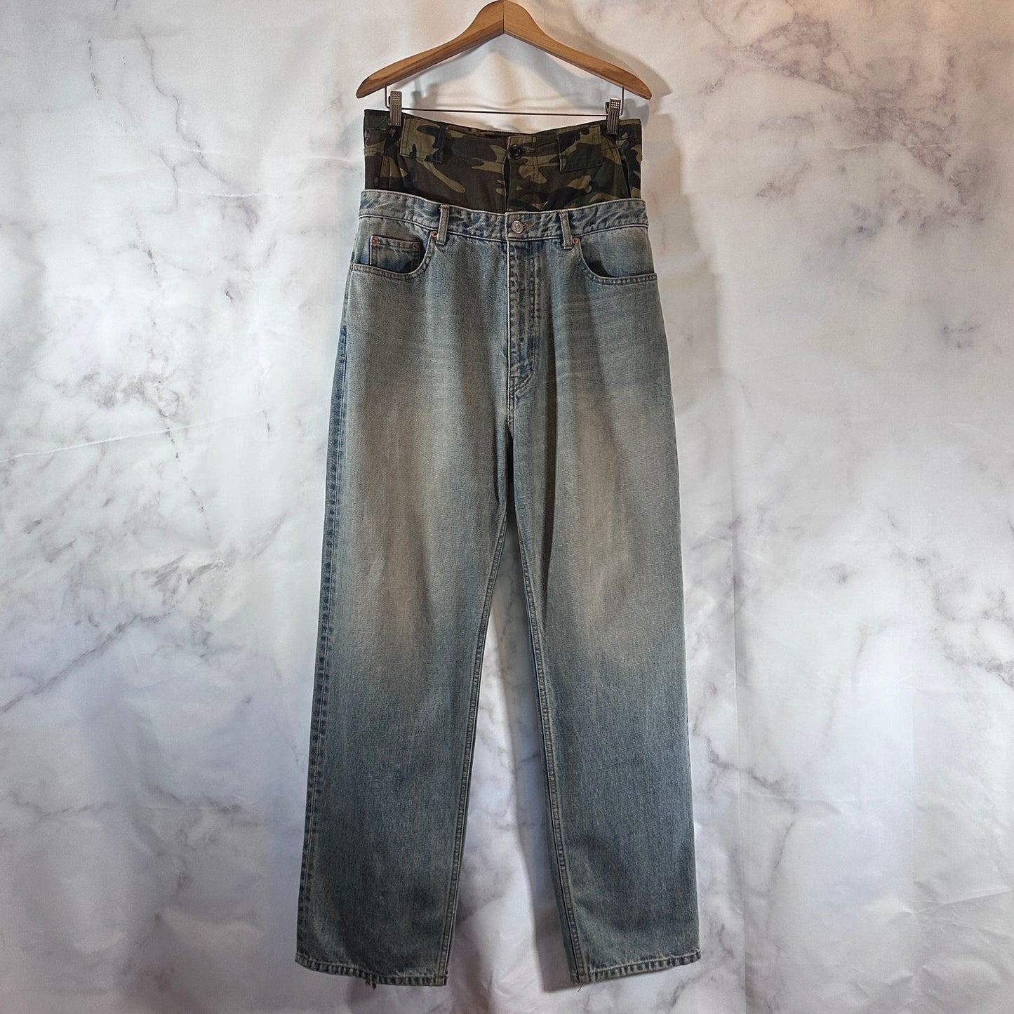 Balenciaga Jeans Camo Double Waisted Denim