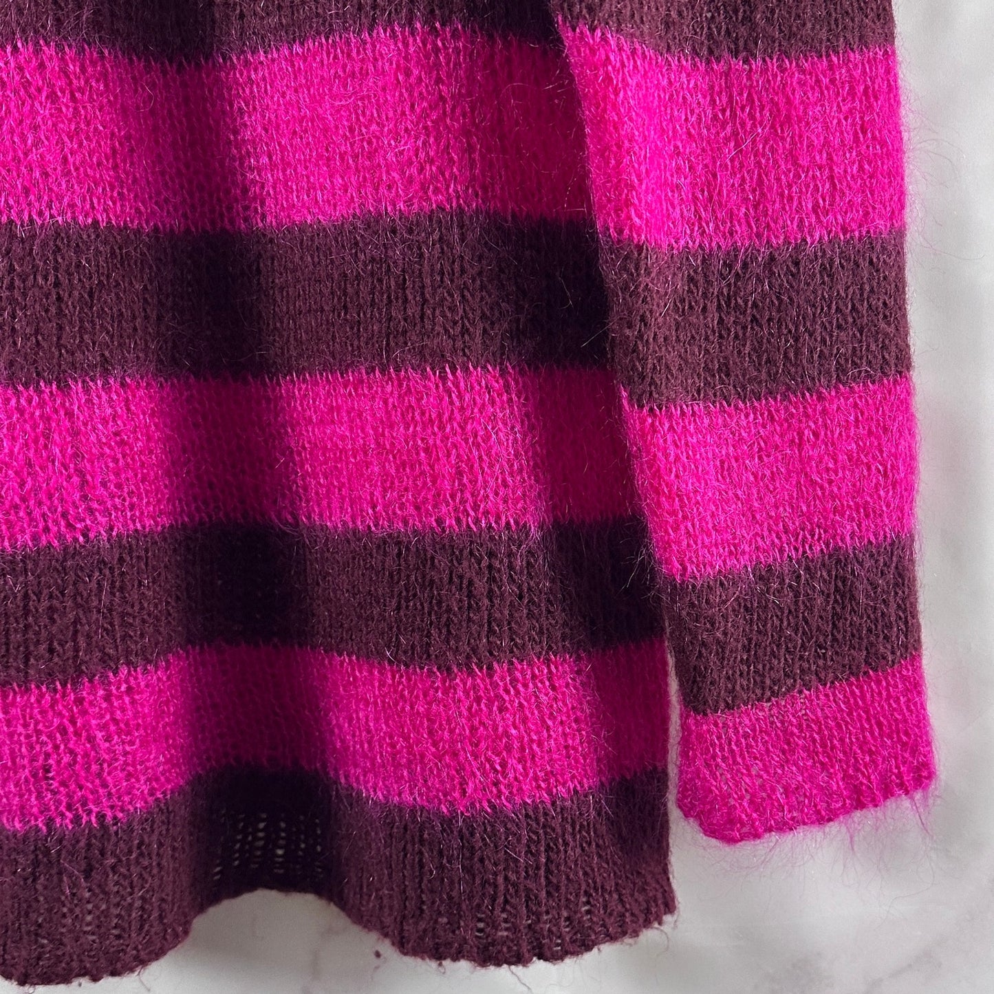 Maison Margiela Miss Deanna Pink Striped Mohair Sweater