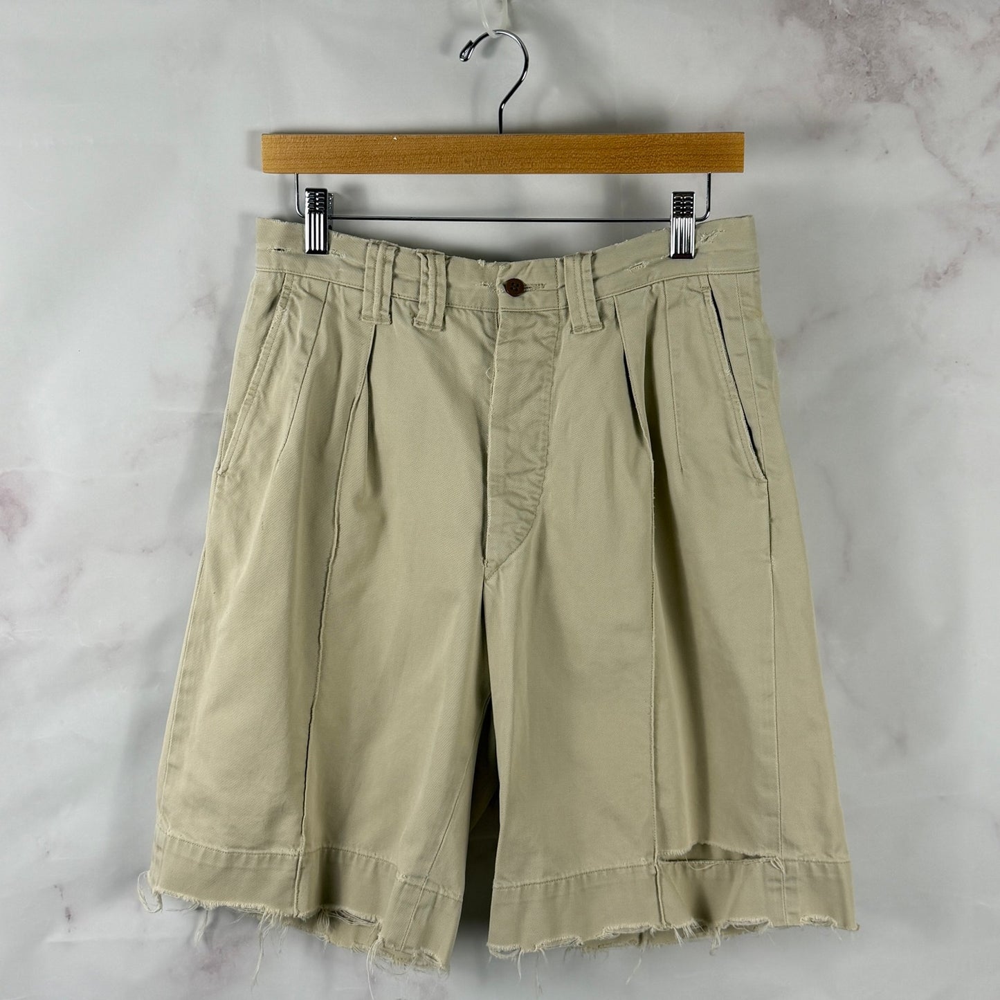RRL Distressed Military Khaki Chino Shorts