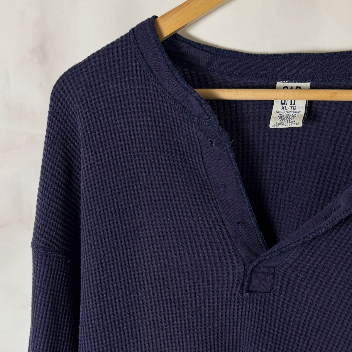 Vintage GAP Navy Waffle Henley