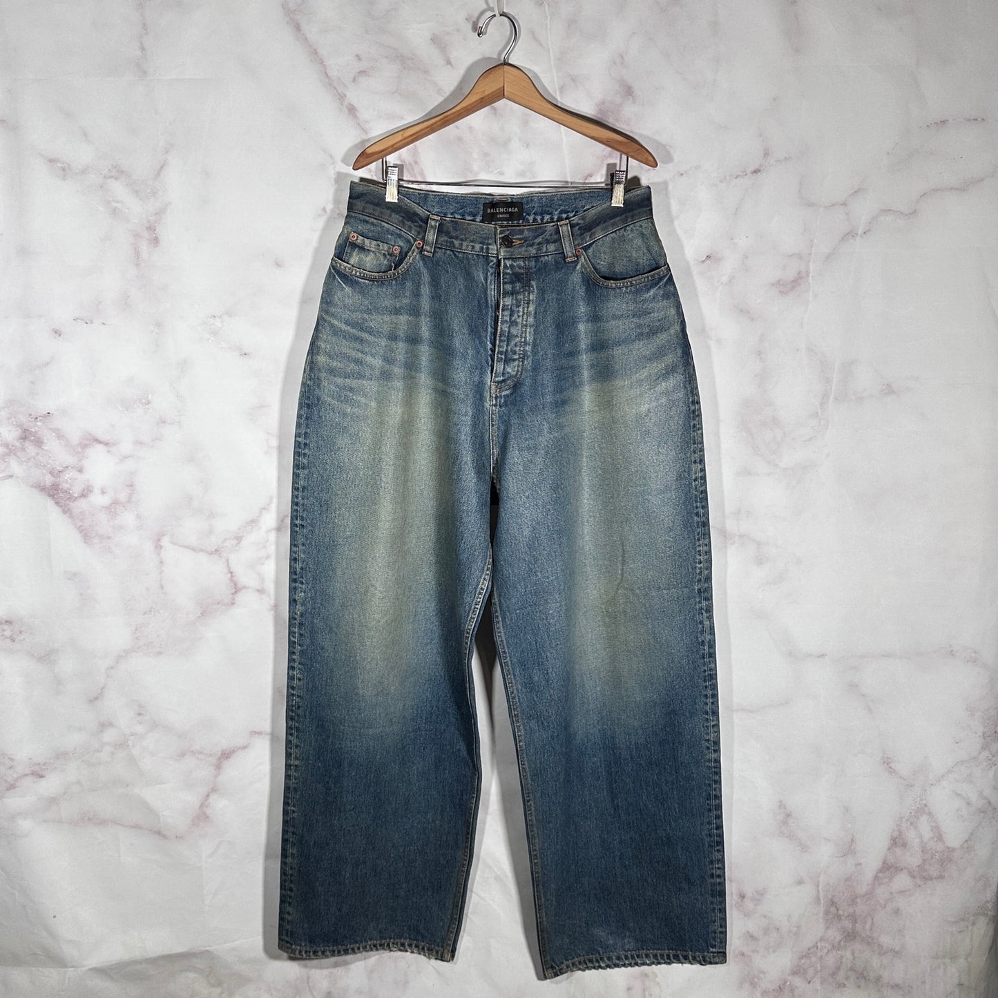 Balenciaga Waxed Baggy Blue Denim