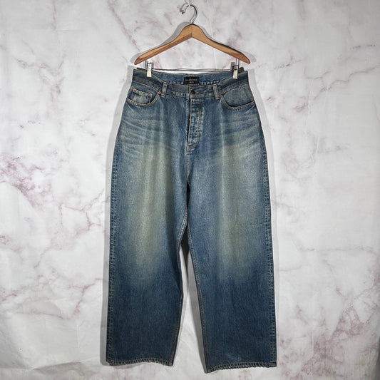 Balenciaga Waxed Baggy Blue Denim