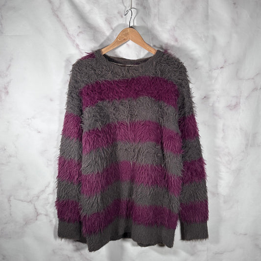 Number (N)ine Purple/Grey Mohair Striped Sweater