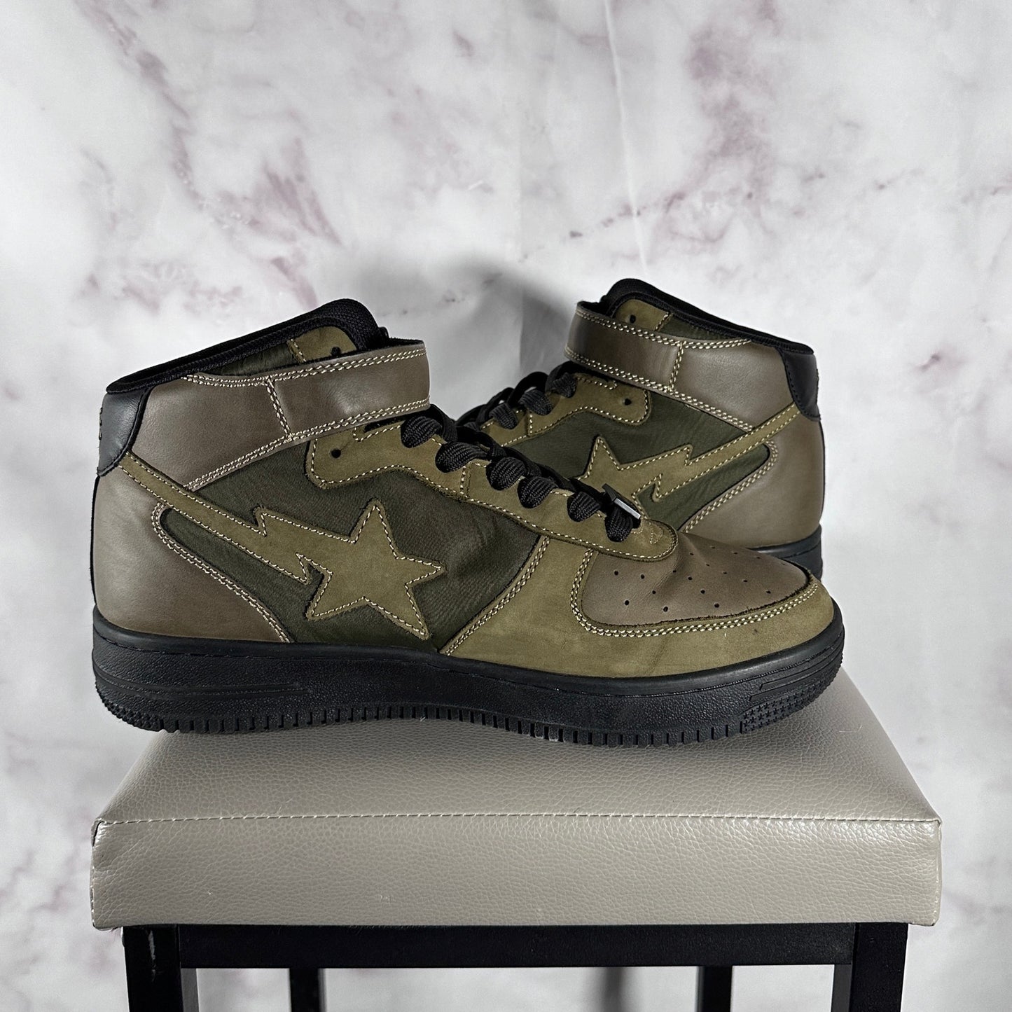 A Bathing Ape Bapesta High Olive Green