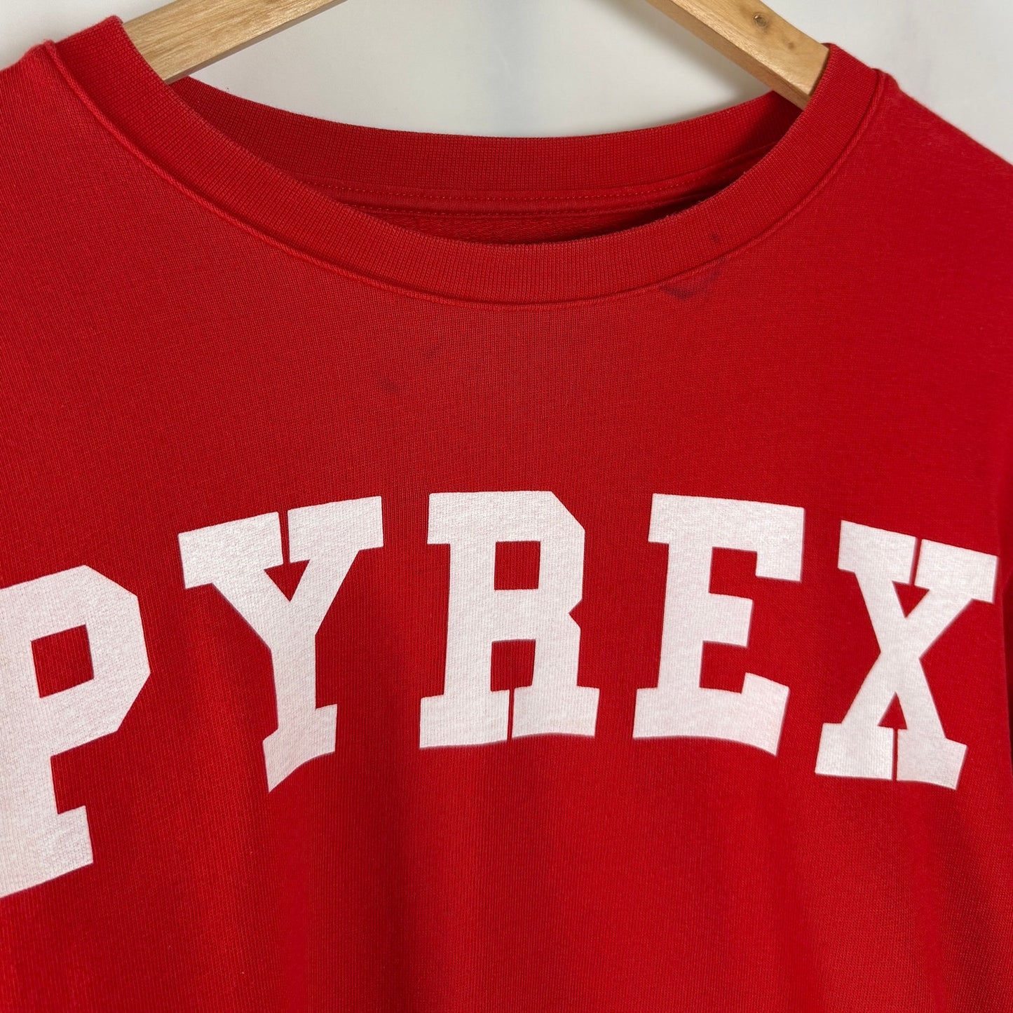 Pyrex Virgil Abloh Red Text Logo Crewneck