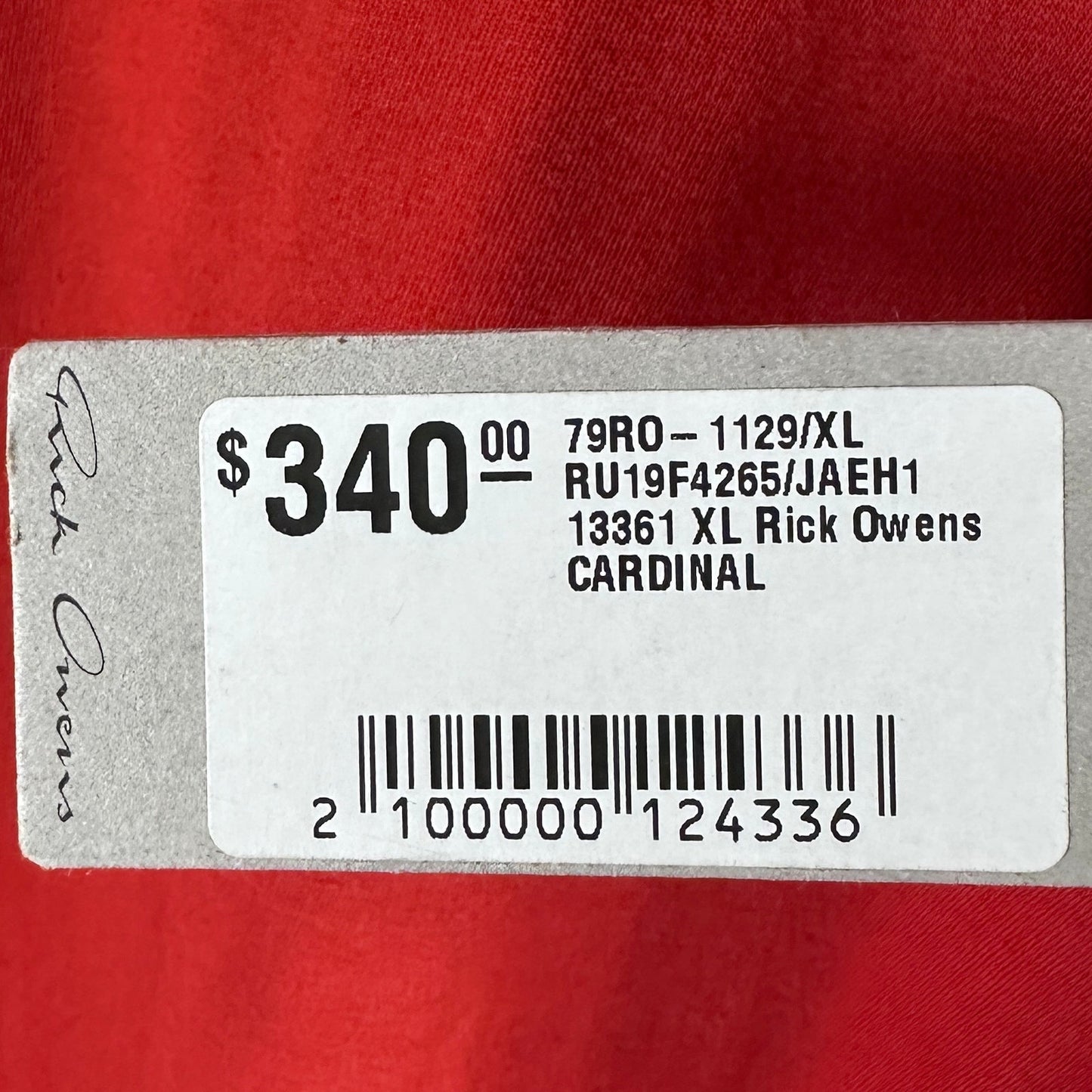 Rick Owens F/W19 Larry Mainline Cardinal Red Legaspi Tee