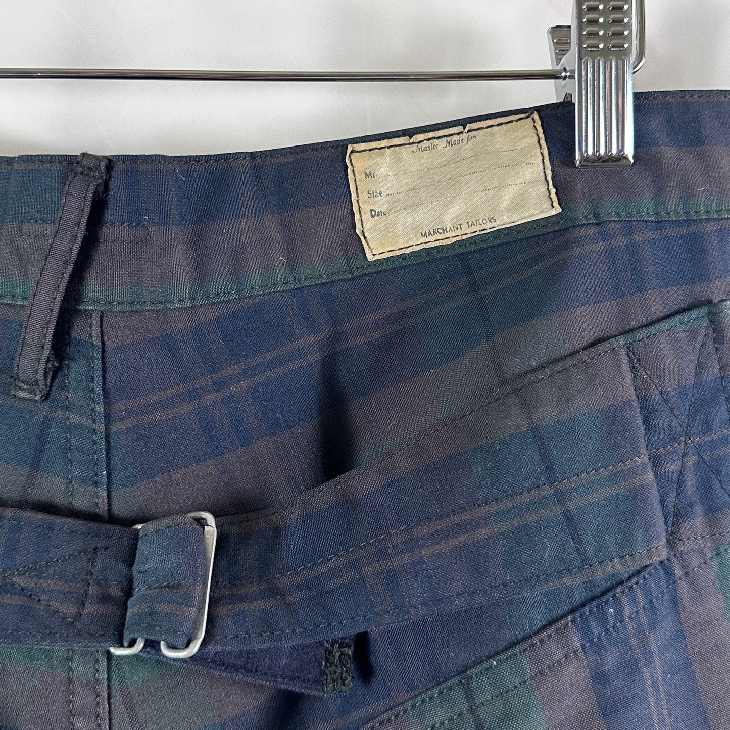 Kapital Green Plaid Buckle Back Pants