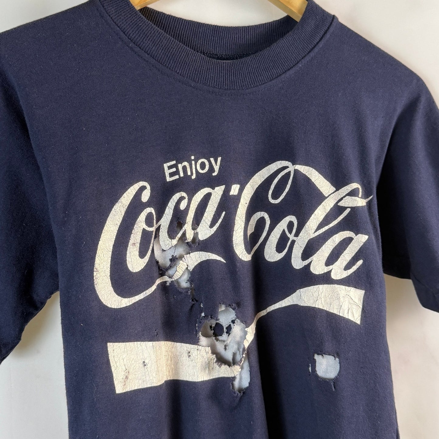 Vintage 80s Coca-Cola Double Face Navy Jersey Shirt