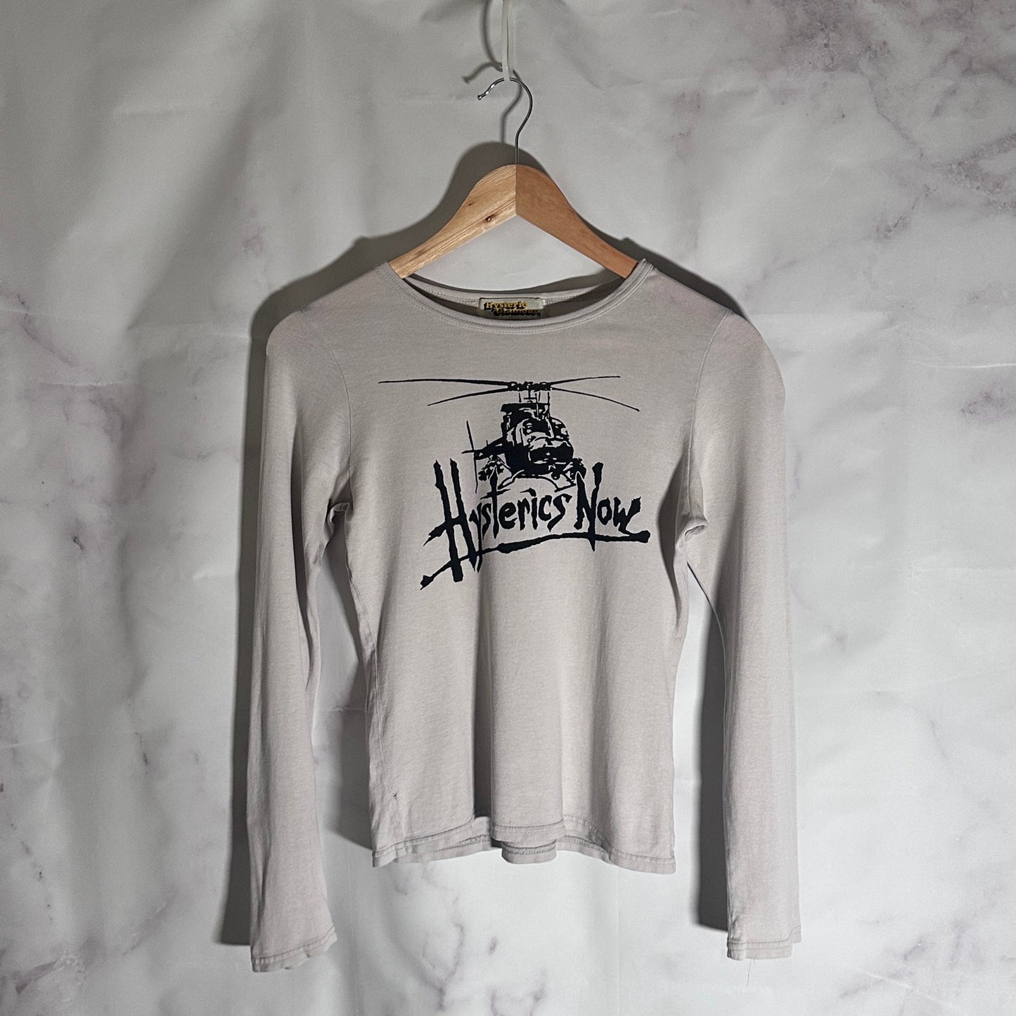Hysteric Glamour Hysterics Now Helicopter Graphic Beige Longsleeve Tee