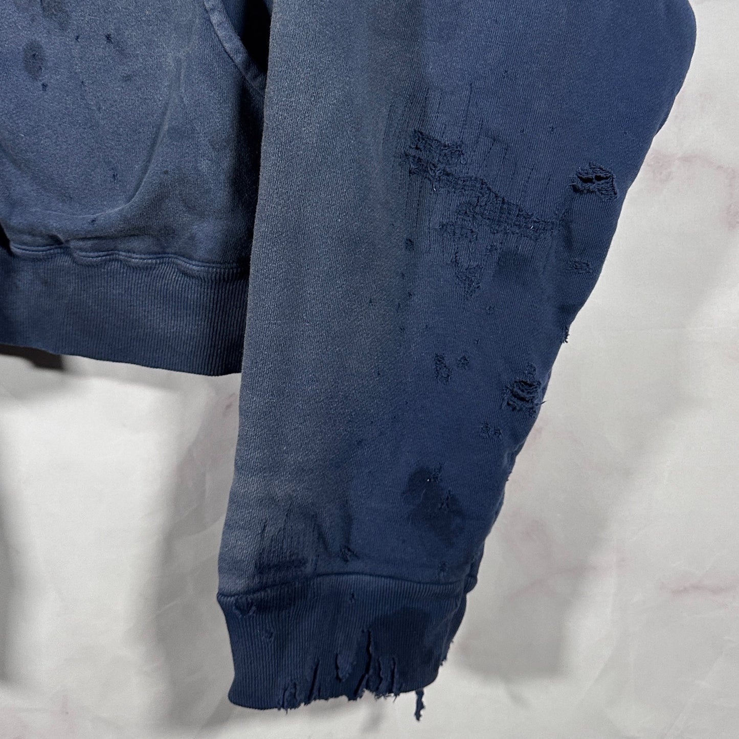 READYMADE Navy Double Face Distressed Hoodie