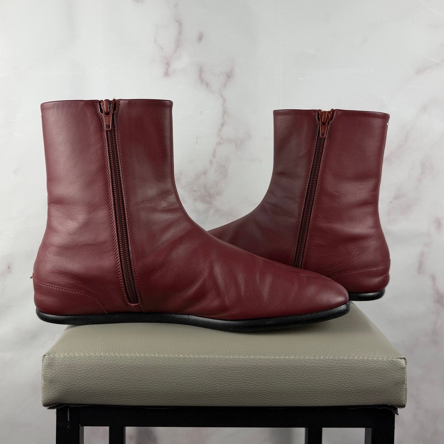 Maison Margiela Red Flat Tabi Ankle Boots