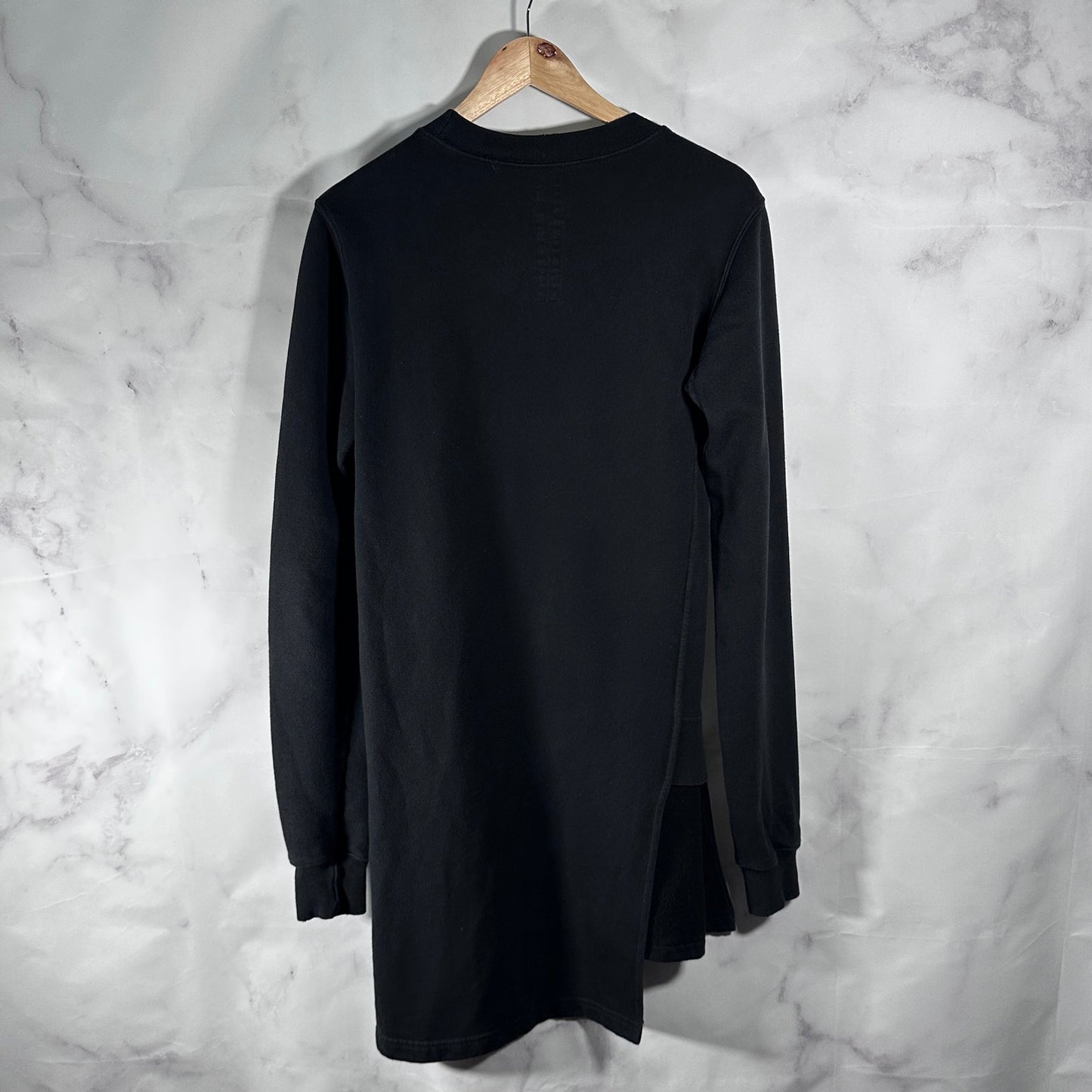 Rick Owens DRKSHDW Black Long Asymmetrical Crewneck