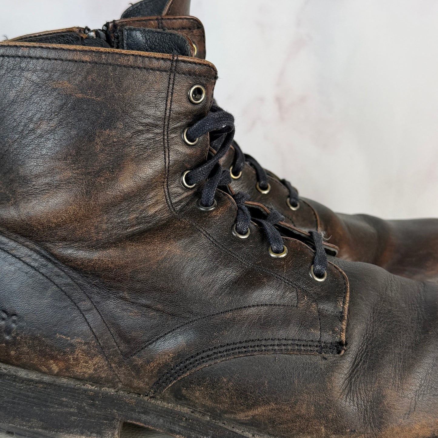 Frye Bowery Brown Leather Lace-Up Boot