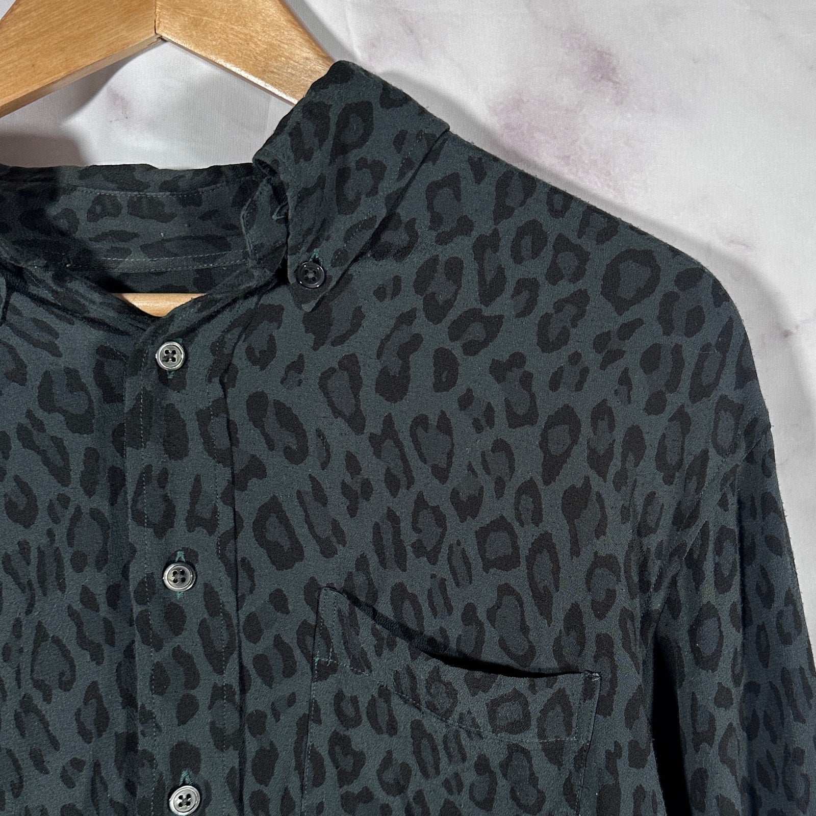 Beams International Gallery Black Leopard Print Shirt