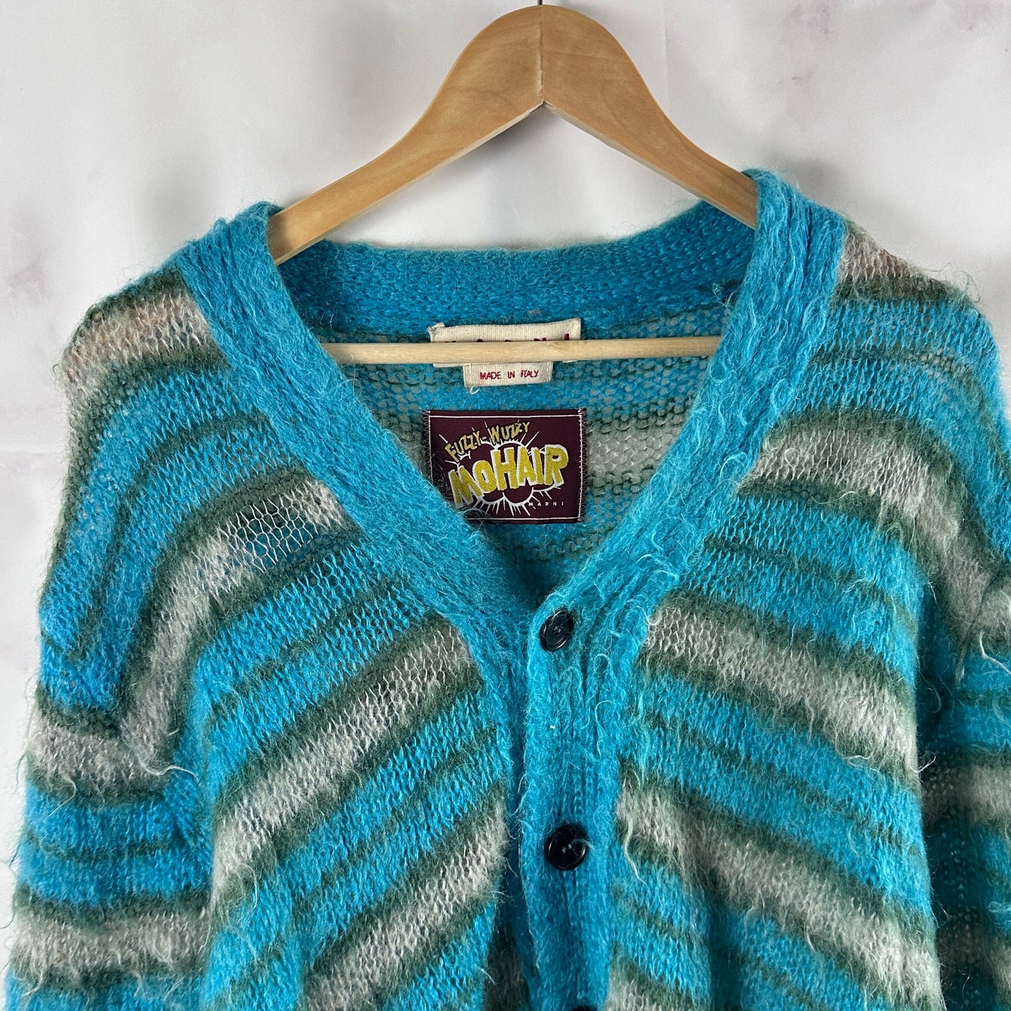 Marni Fuzzy Wuzzy Mohair Striped Cardigan