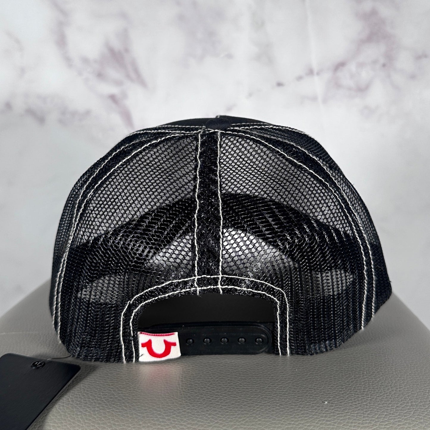 True Religion Black Embroidered Trucker Hat