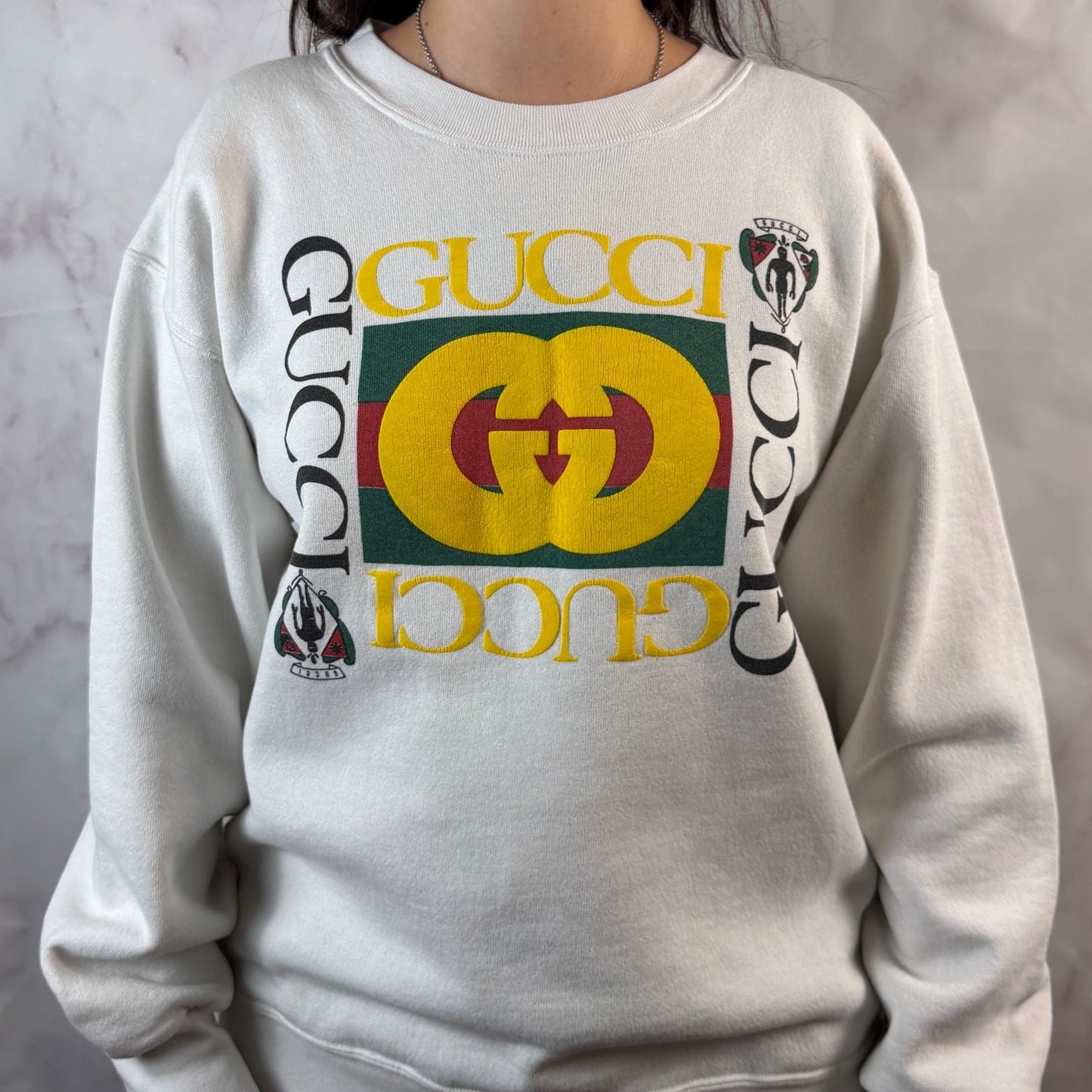 Vintage 90s Gucci Bootleg White Crewneck