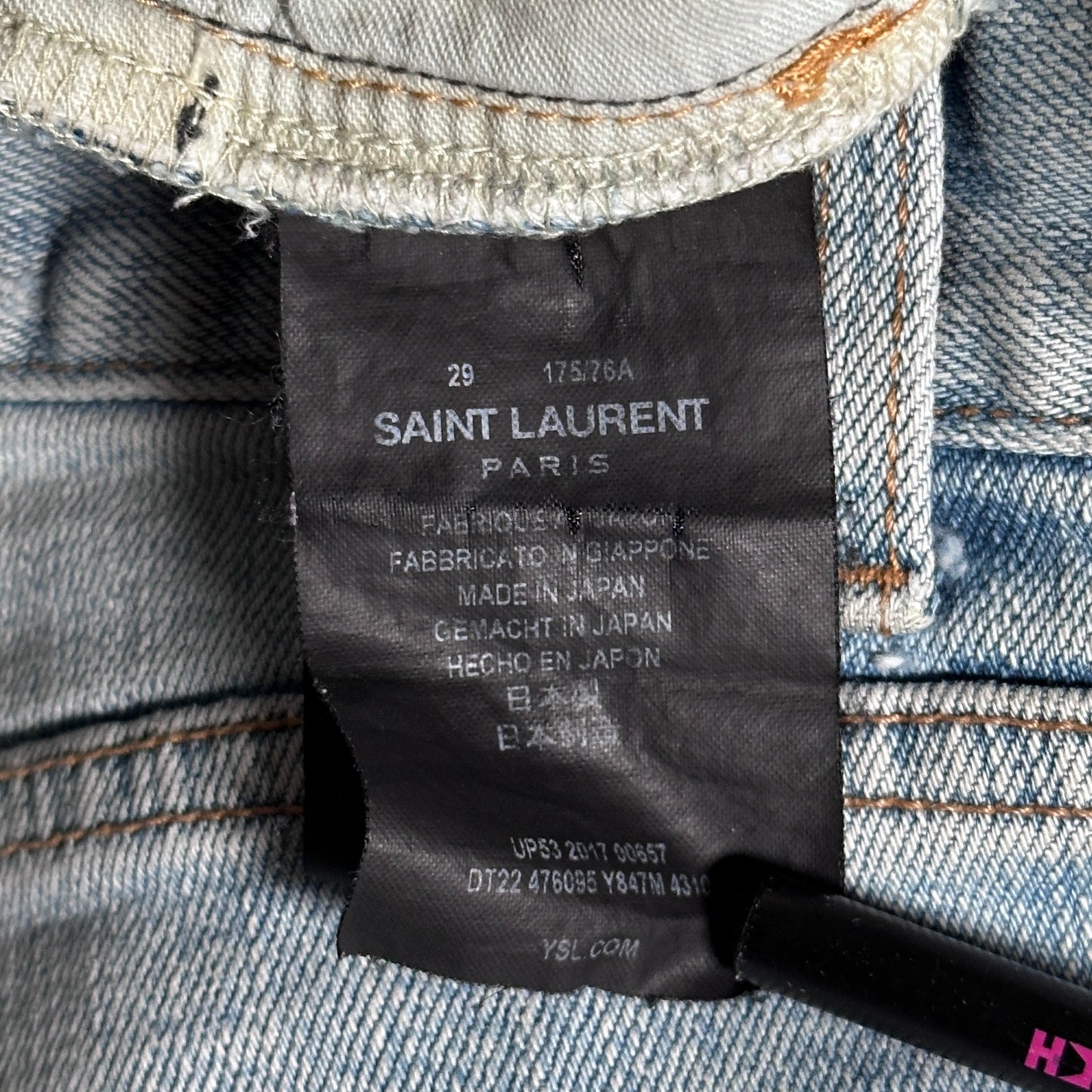 Saint Laurent Hedi Slimane D02 Skinny Light Wash Distressed Denim