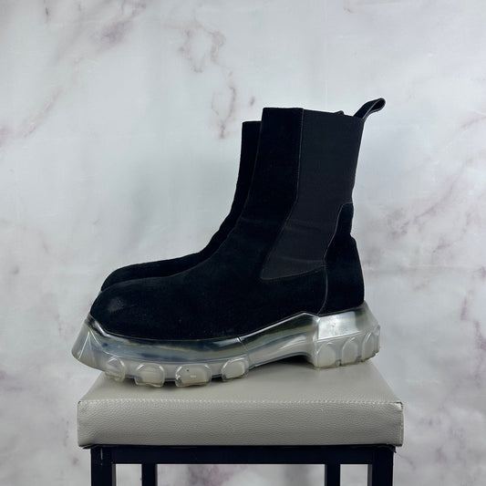 Rick Owens Black Suede Bozo Beatle Tractor Boot