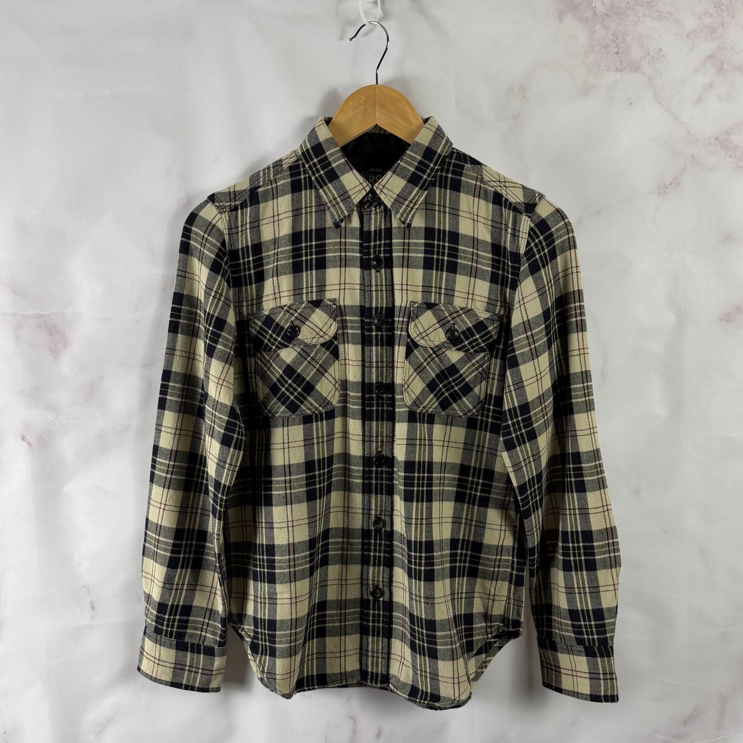 RRL Tan Plaid Button-Up Flannel Shirt