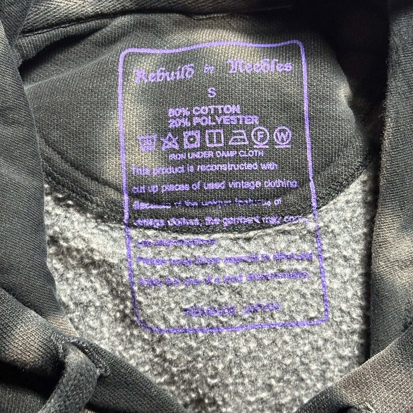 Needles Rebuild Black Bleach Dye Hoodie