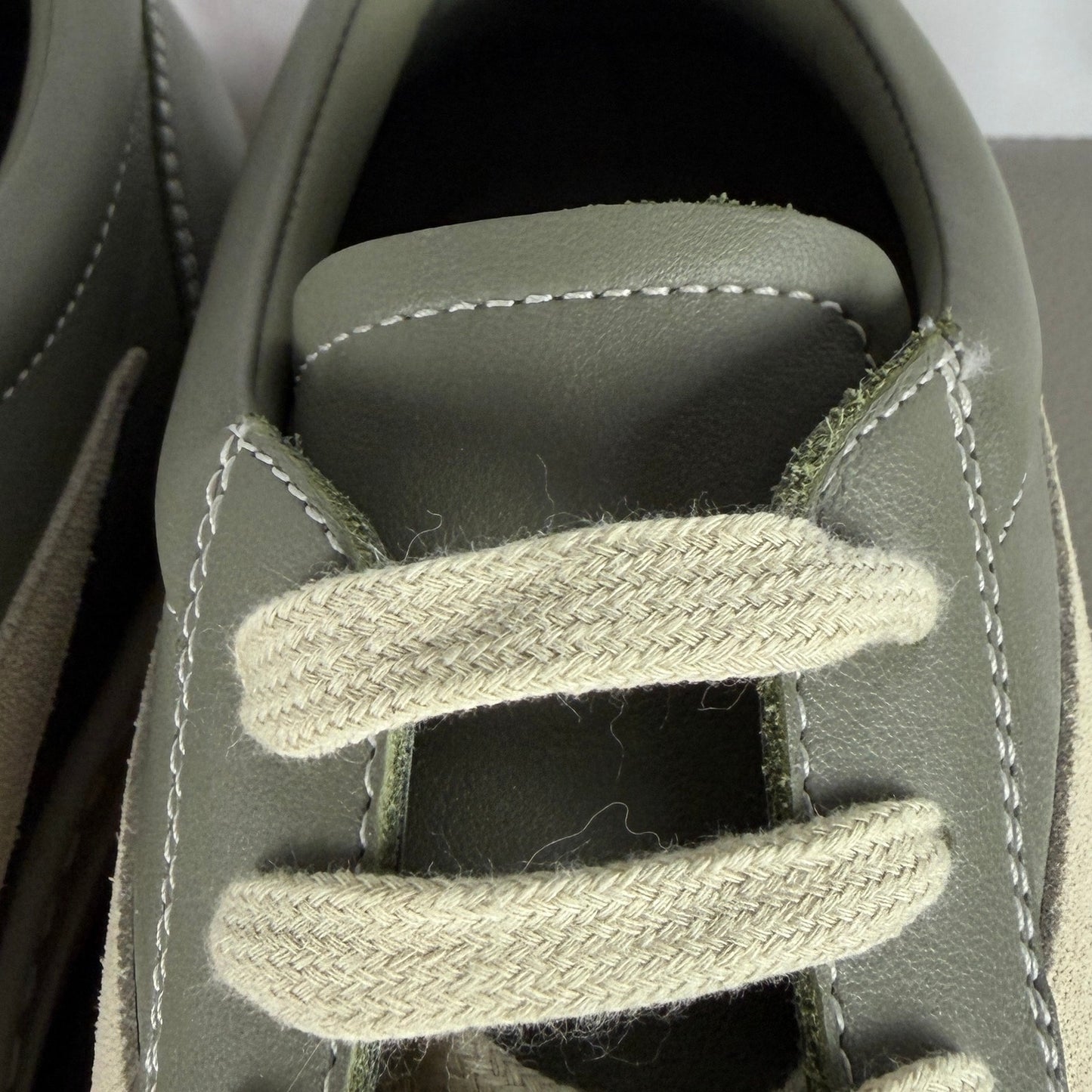 Rick Owens Leather Vintage Sneaks Celadon/Milk
