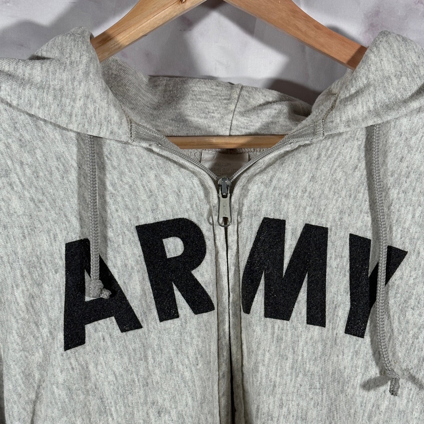 Vintage Military Army Grey Zip-Up Hoodie