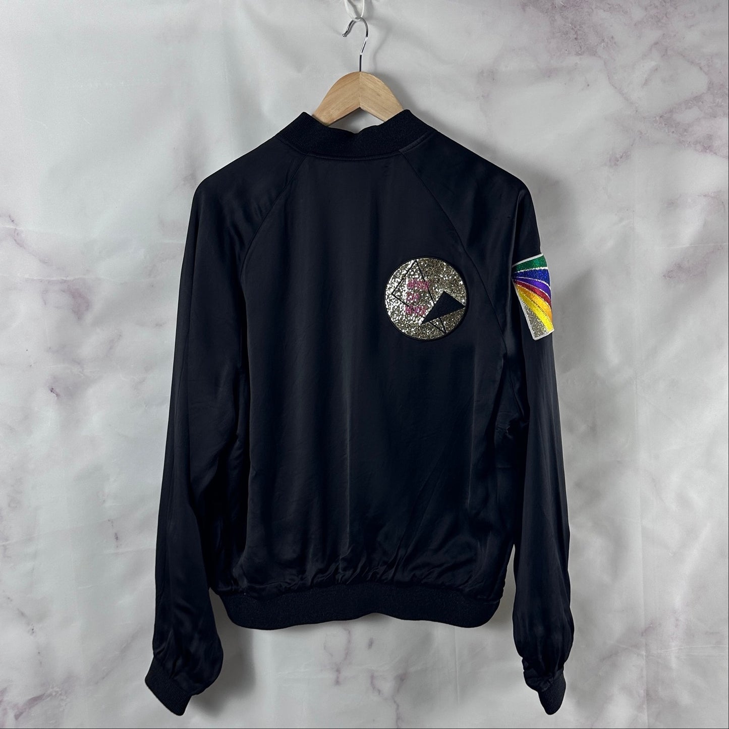 Saint Laurent Paris Never Say Never Black Embellished Bomber