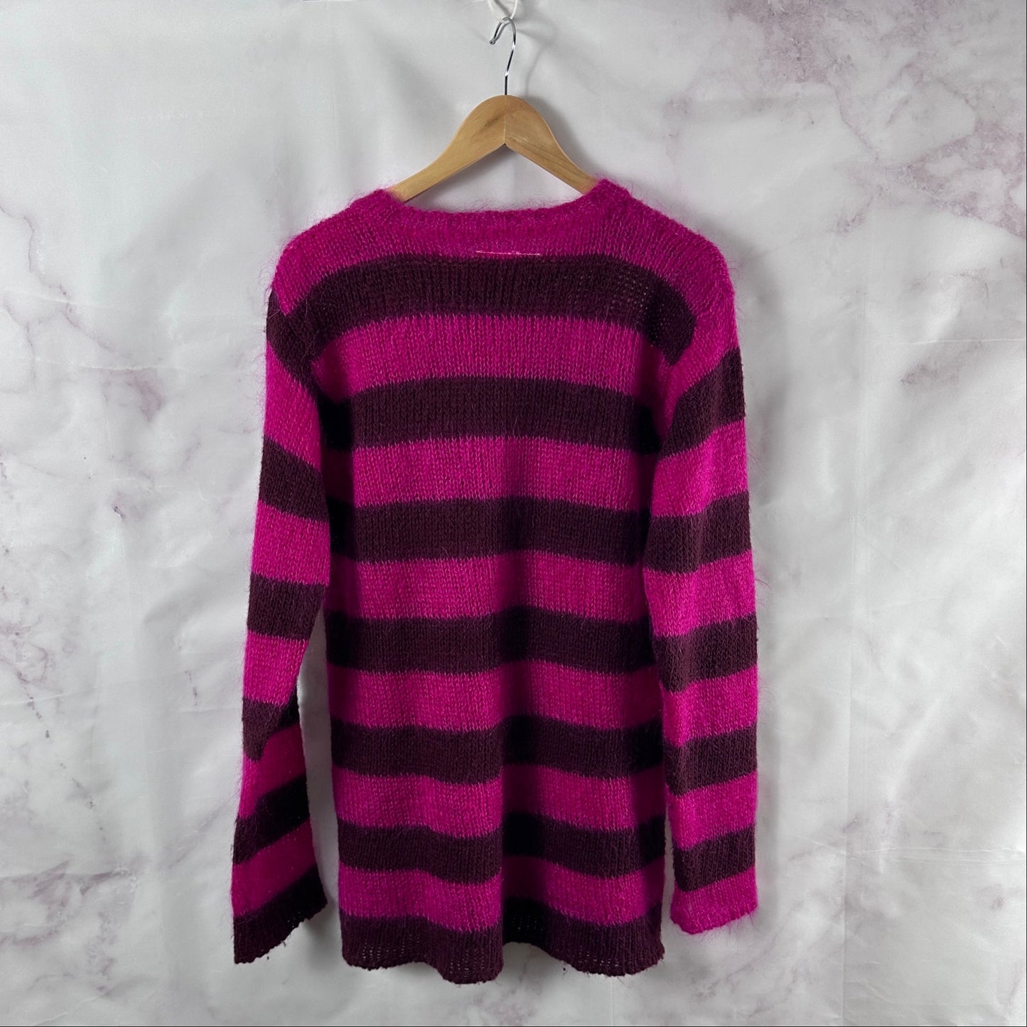 Maison Margiela Miss Deanna Pink Striped Mohair Sweater