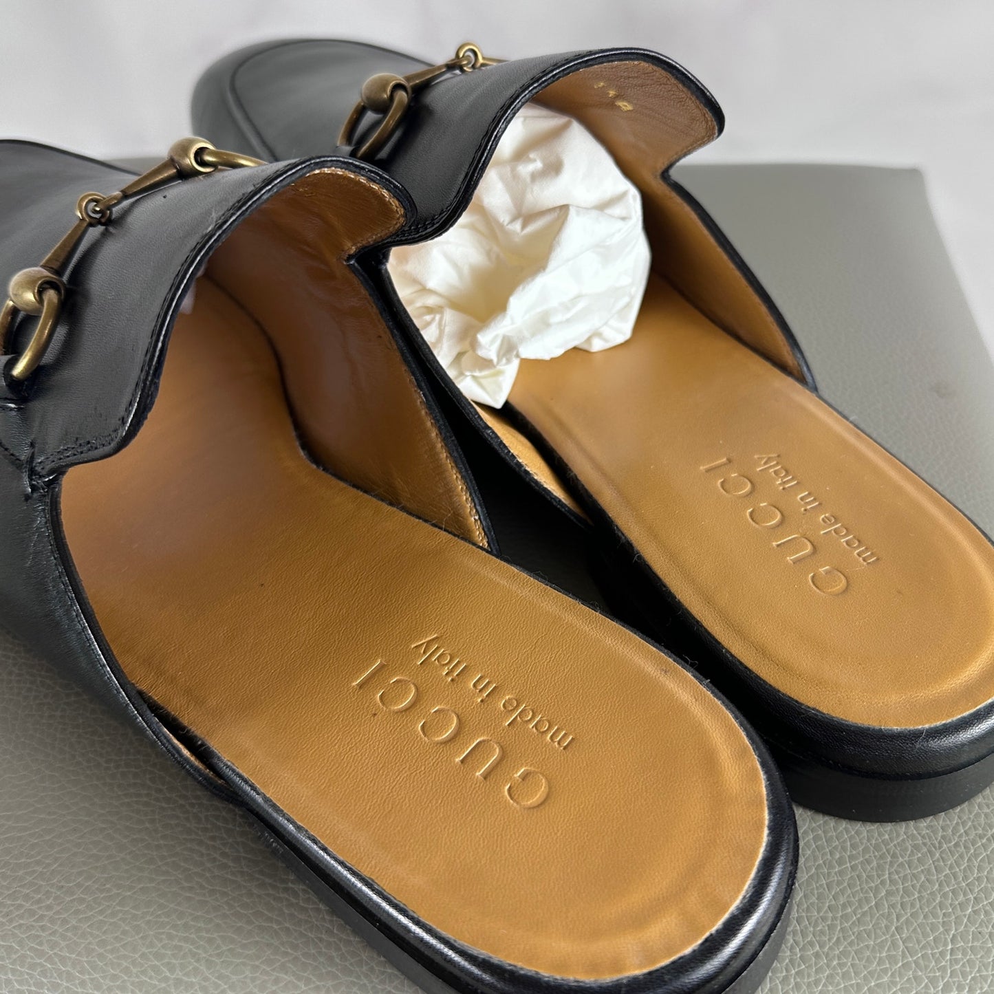 Gucci Princetown Black Leather Horsebit Mule