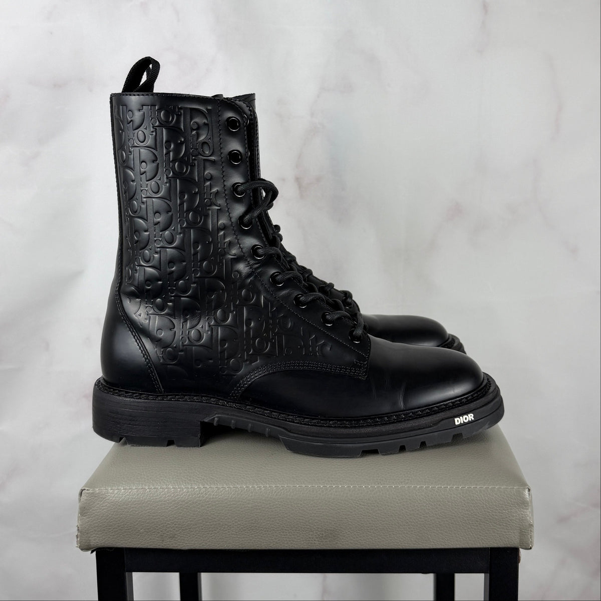 Dior Explorer 2 Black Embossed Oblique Leather Boots