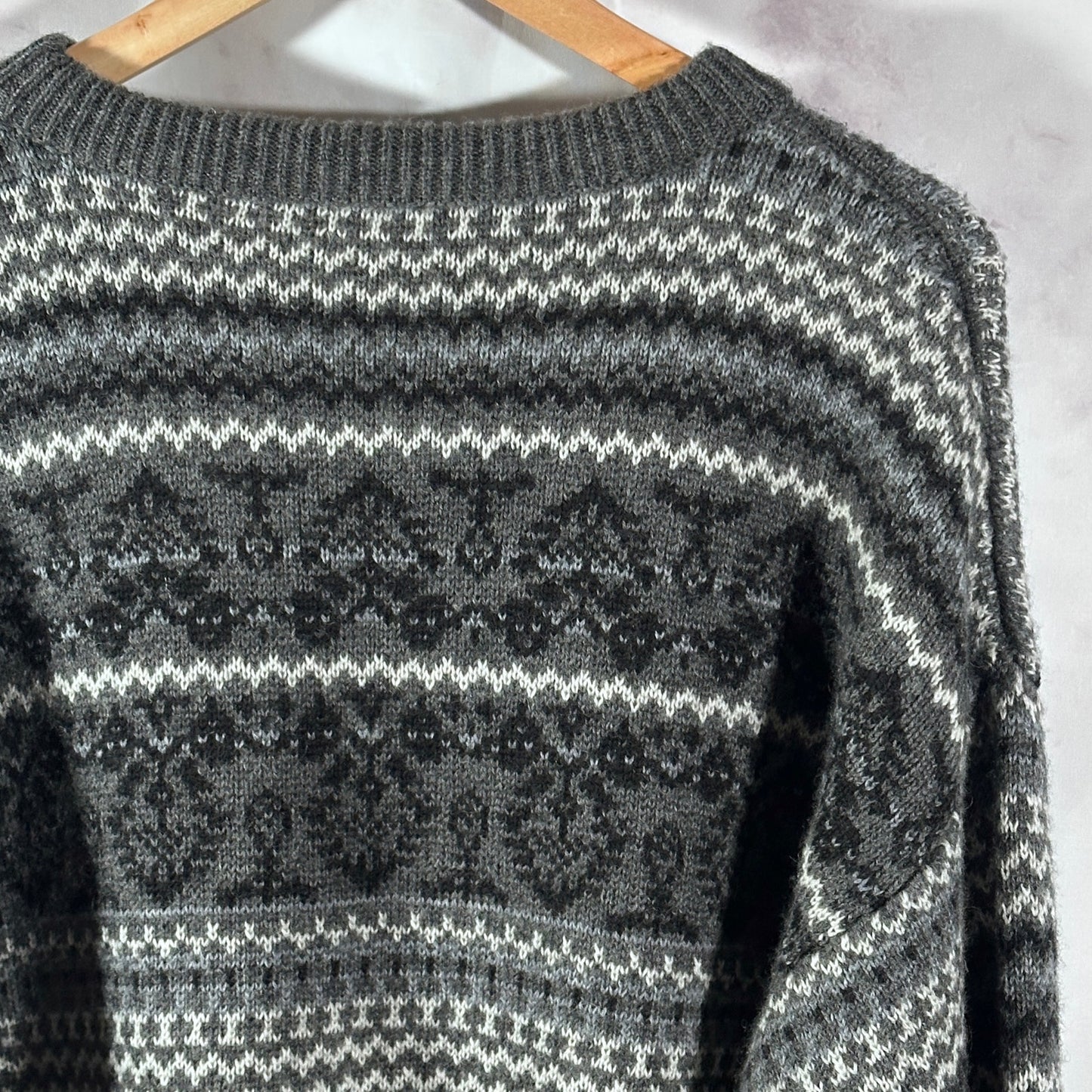 Balenciaga Grey Fair Isle Wool Sweater